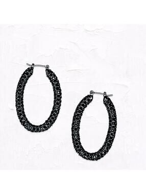 5605gc. Black Bling Hoops